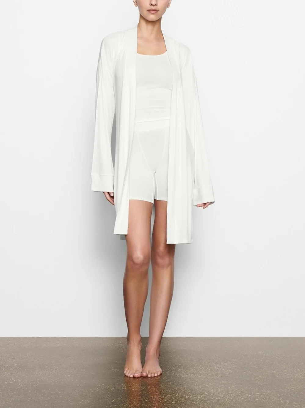 ⭐SKIMS Ivory White Ribbed Robe